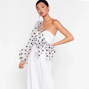 One shoulder Polka dot Jumpsuit